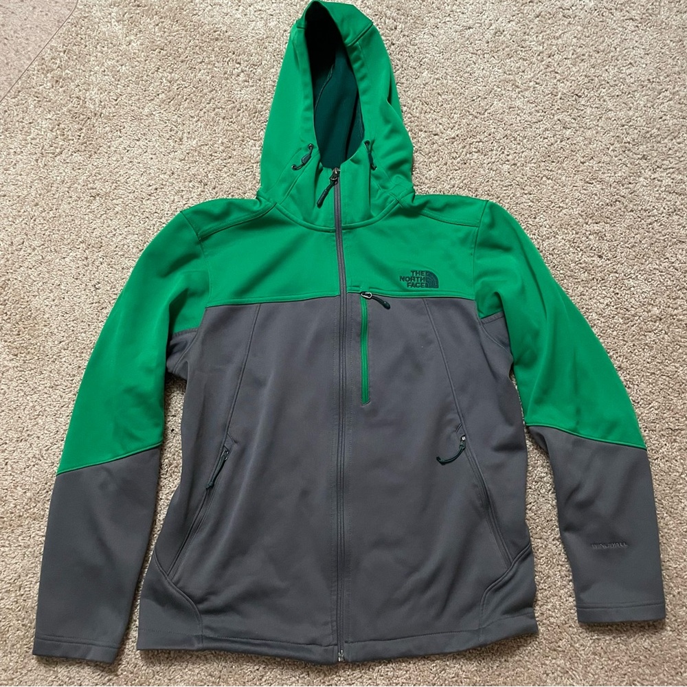 The North Face Men's Vibrant Green and Gray Fleece Jacket